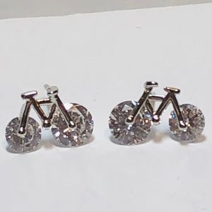 New 925 Silver Bicycle Earrings